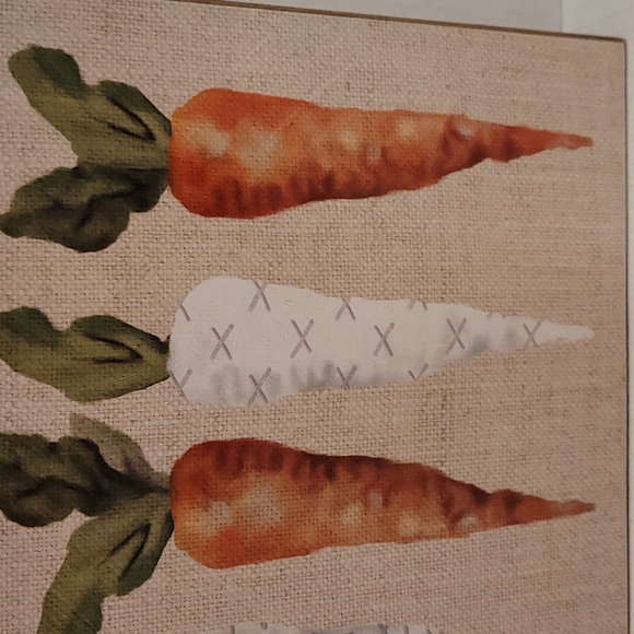 Adorable Orange and White Burlap Carrots Canvas Plaque - Picture 9 of 14